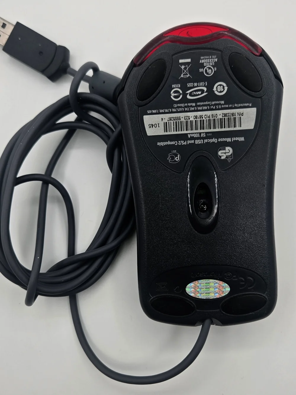 Microsoft Wheel Mouse Optical USB X802382 Black Tested And Working Vintage